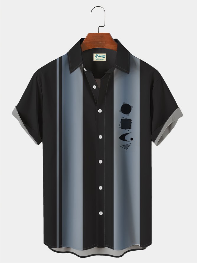 Royaura vintage geometric print bowling shirt oversized shirt