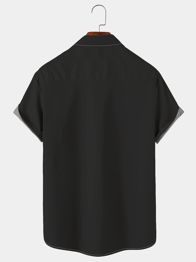 Royaura Black Carnival Pepper Print Chest Bag Holiday Shirt Plus Size Shirt