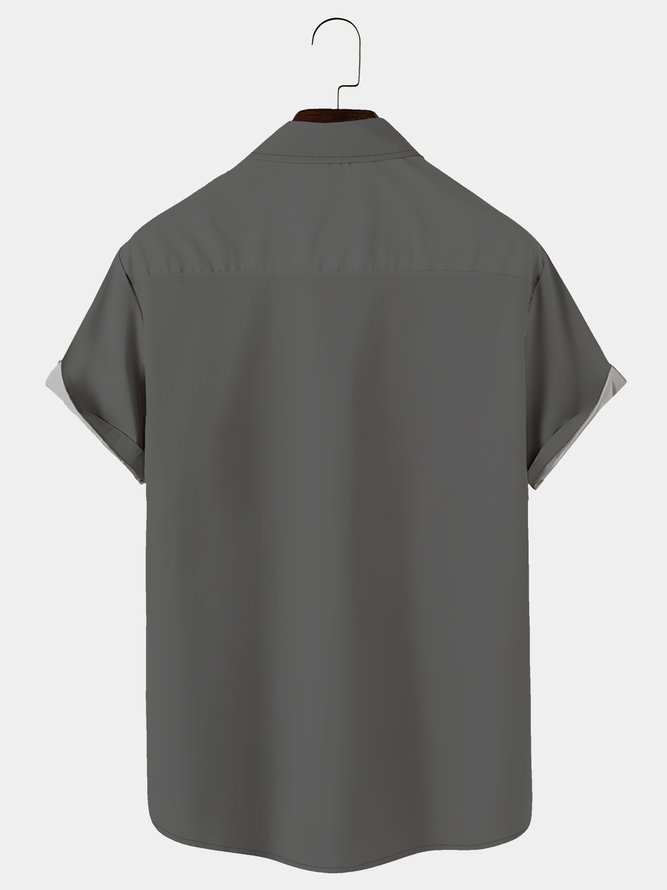 Royaura retro bowling geometric pattern stripe print men's chest pocket holiday shirt oversized shirt