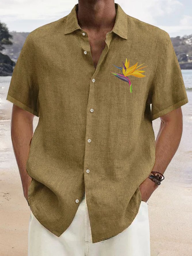 Royaura Beach Holiday Bird Of Paradise Men's Hawaiian Shirt Tropical