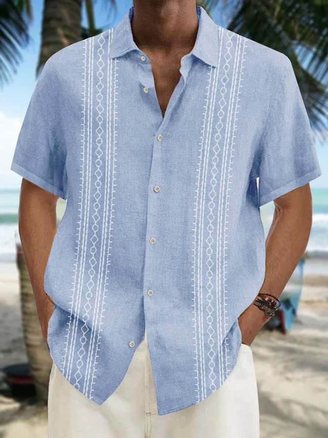 Royaura Holiday Casual Men's Guayabera Shirts Aztec Cotton Linen Plus ...