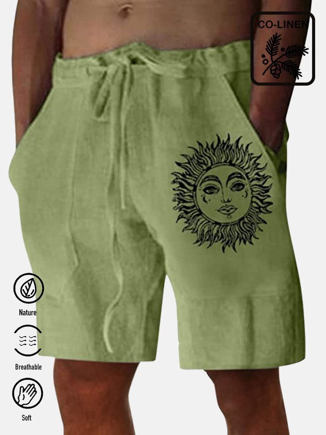 Royaura Green Nature  Fiber Graphic Print Breathable Moisture Lounge Shorts