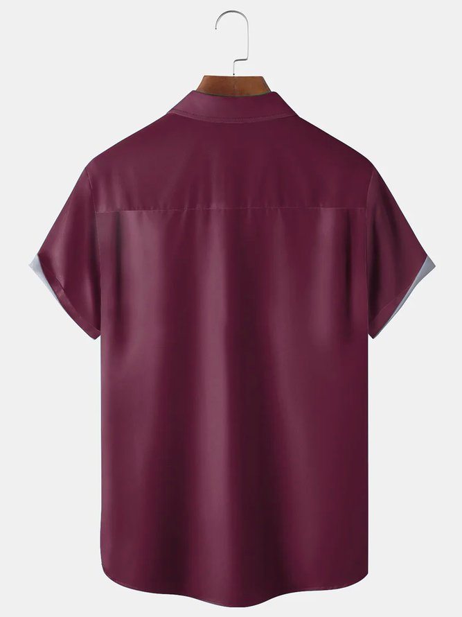 Royaura Retro Men's Bowling Shirts Geometric Oversized Shirts