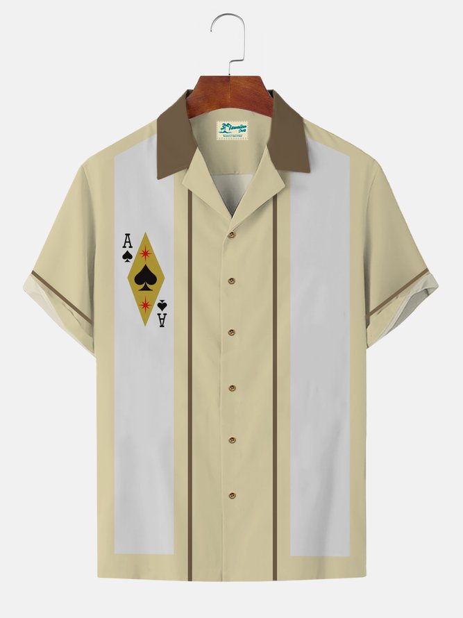 Royaura Vintage 50s Bowling Las Vegas Casino Poker Classic Print Men's Big and Tall Shirt