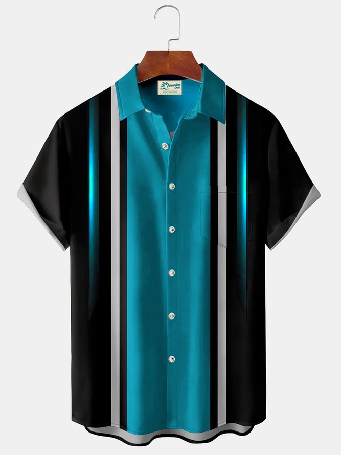 Royaura Vintage 50s Gradient Stripe Bowling Shirt Custom Bowling Jersey