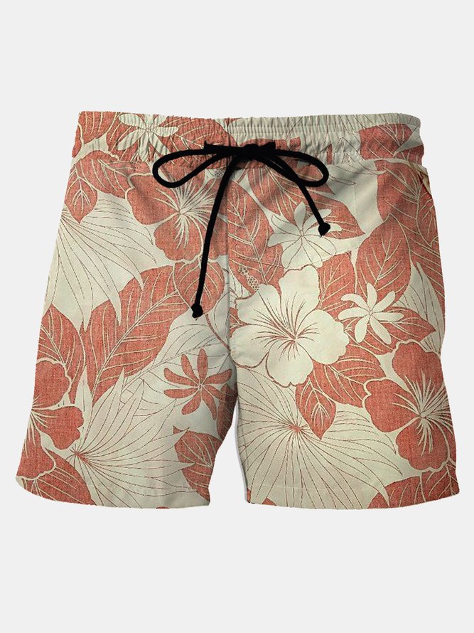 Royaura Floral Print Men's Vacation Hawaiian Big and Tall Aloha Board Shorts