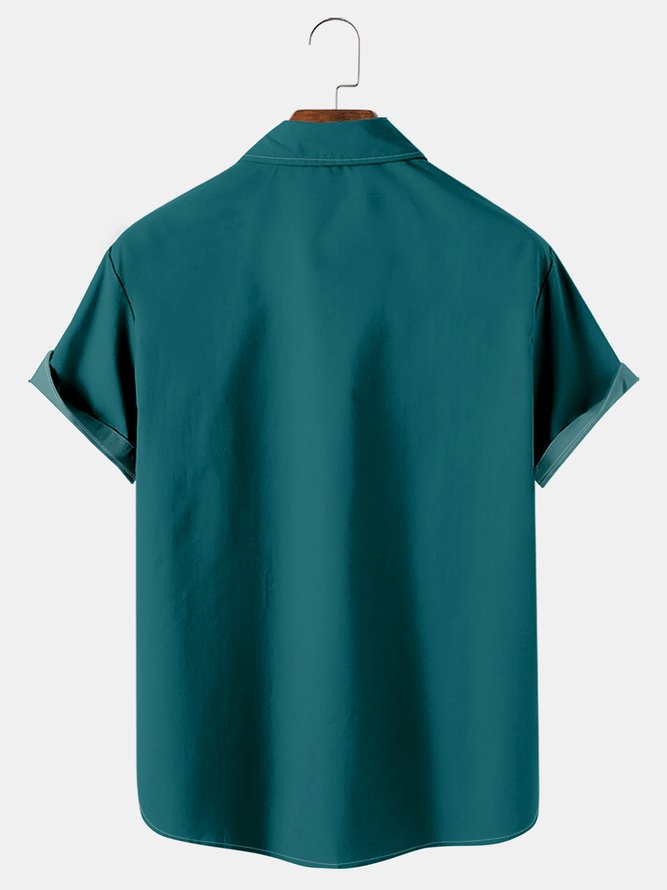 Royaura Music note gradient men's pocket button shirt