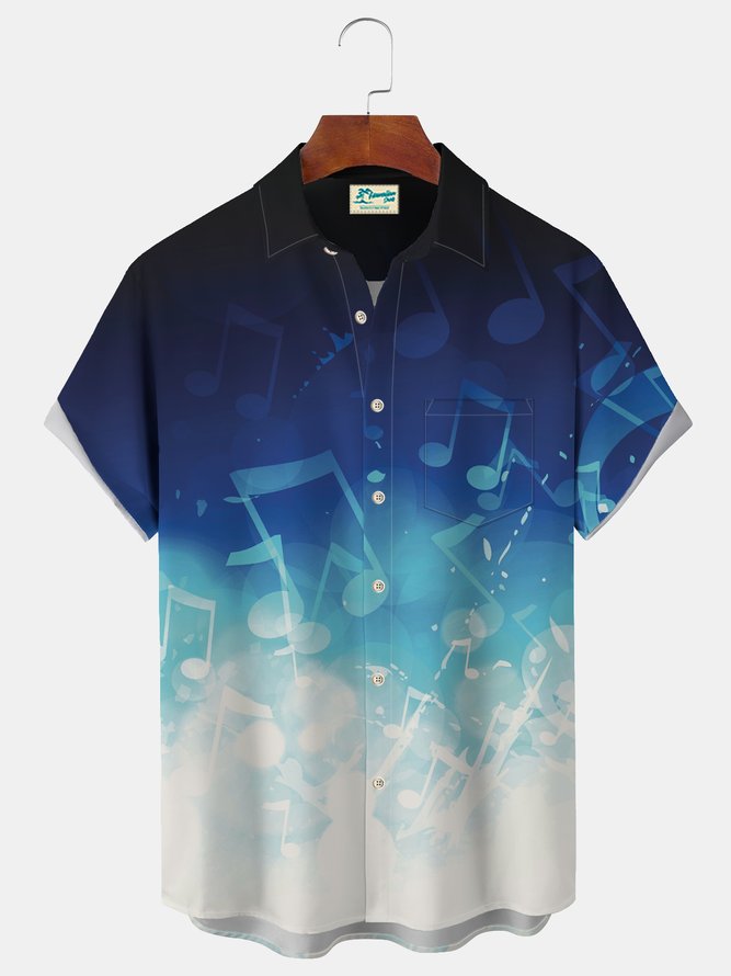 Royaura Casual Music Note Tie-dye Men's Party Plus Size Shirts