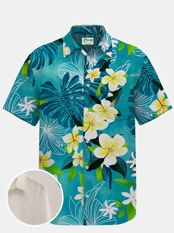 Royaura Waterproof Tropical Floral Hawaiian Shirt Stain-Resistant For Luau Party