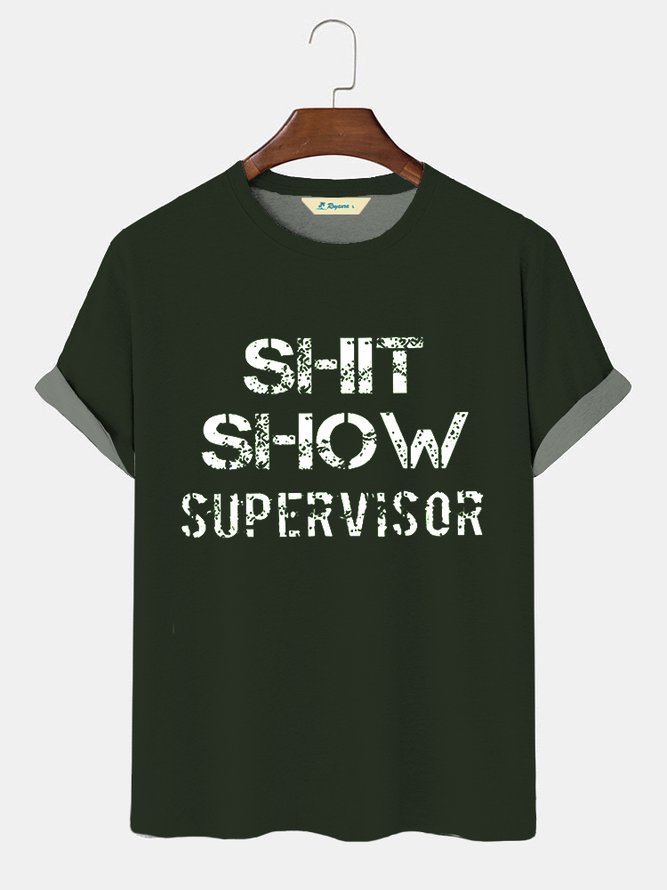 Royaura Shit Show Supervisor Fun Graphic Men's Basic Casual Comfortable Big and Tall T-Shirt