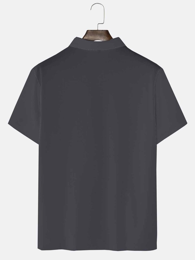Royaura Letter Print Basic Men's Button Polo Shirt