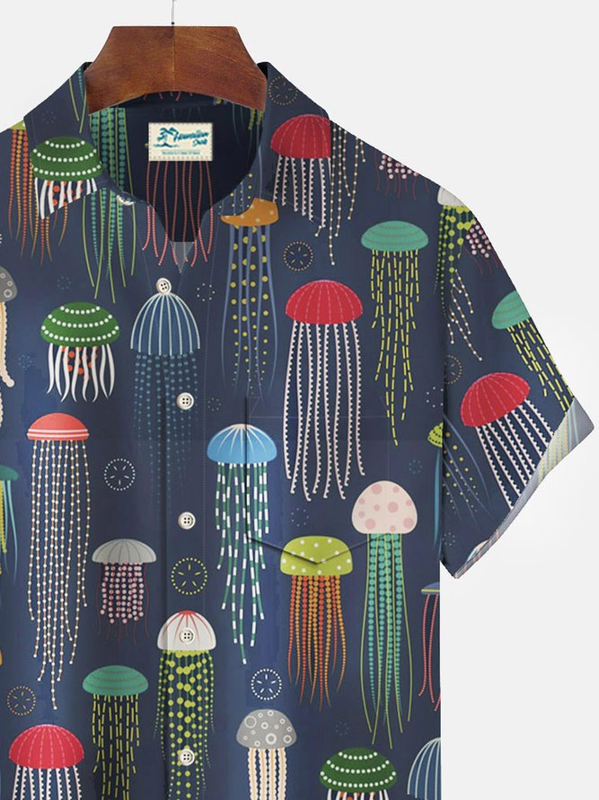 Casual Ocean Jellyfish Hawaiian Shirt For Men