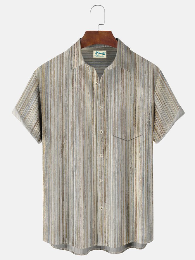 Khaki Pockets Geometric Series Cotton-Blend Geometric Shirts & Tops