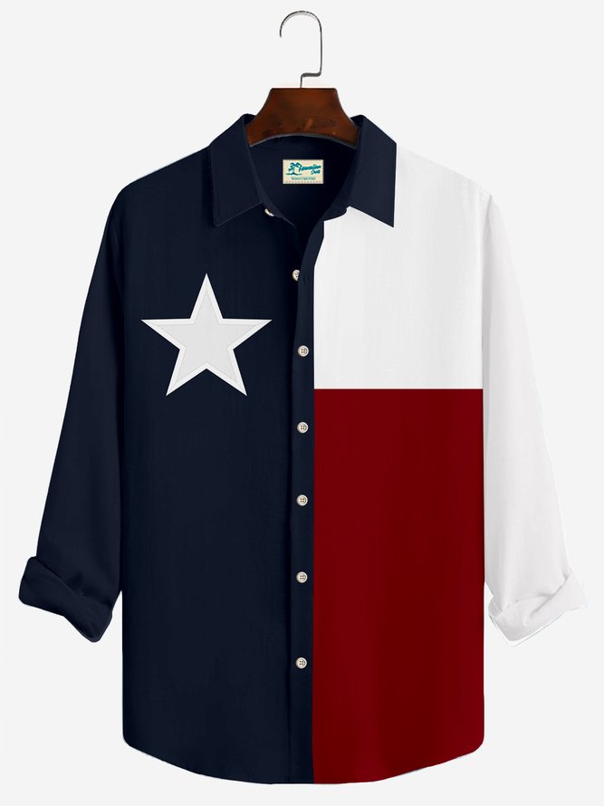 Royaura Texas Flag Button Down Western Shirt Long Sleeve Shirt