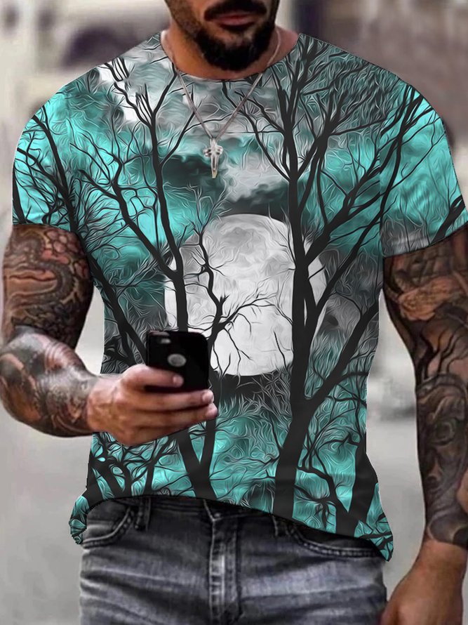Royaura Halloween Print Beach Men's Oversized Short Sleeve T-Shirt