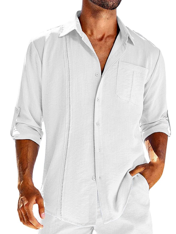 Comfortable Basics Men's Breast Pocket Button Long Sleeve Shirt