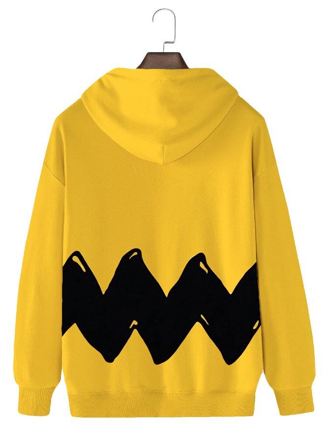 Royaura 50's Retro Cartoon Yellow Men's Hoodies Pocket Hoodie Stretch Plus Size Art Fun Sweatshirts