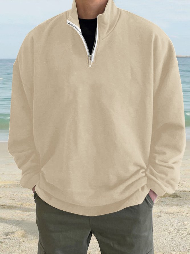 Royaura Outdoor Warm Stand Collar Men's Zipper Long Sleeve Hoodie
