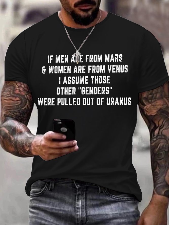 Men's Funny If Men Are From Mars And Women Are From Venus Graphic Printing Casual Comfortable Short Sleeve T-Shirt