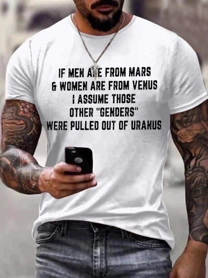 Men's Funny If Men Are From Mars And Women Are From Venus Graphic Printing Casual Comfortable Short Sleeve T-Shirt