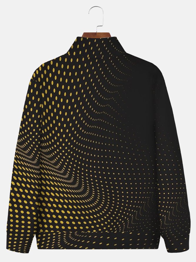Royaura men's retro geometric polka dot oversized stand collar zipper sweatshirt