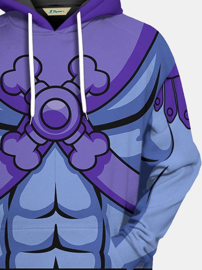 Royaura 50's Retro Casual Art Men's Drawstring Hoodie Cartoon Fun Stretch Large Size Casual Pullover Sweatshirts