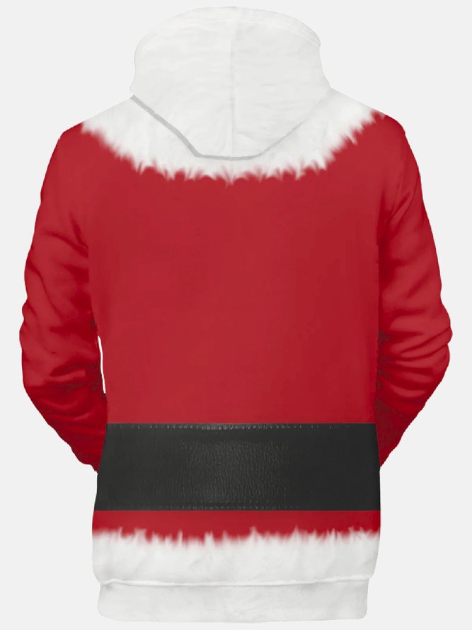 Royaura Christmas Cartoon Fun Men's Drawstring Hoodies Stretch Plus Size Holiday Pullover Sweatshirt