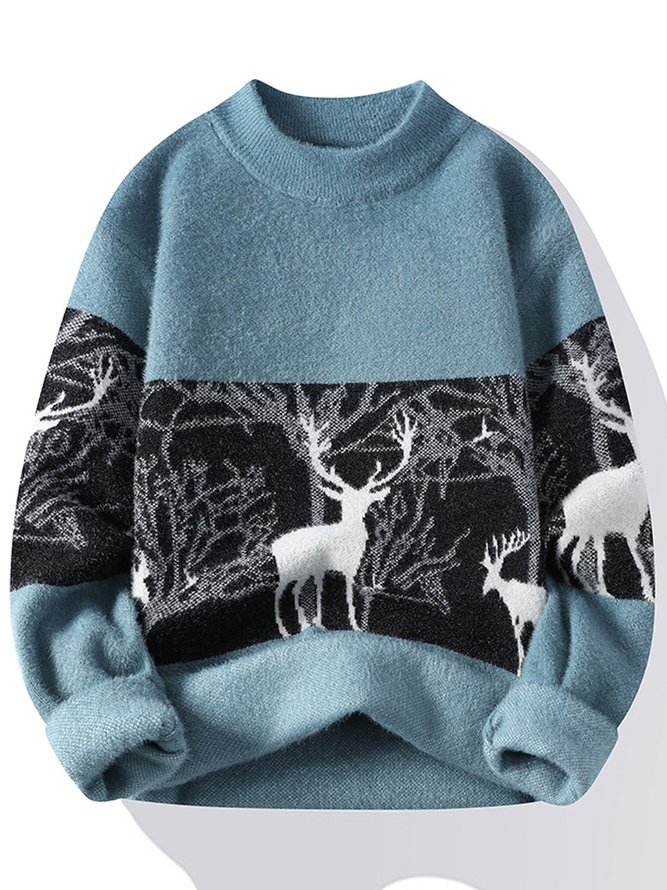 Royaura Men's Christmas Jacquard Warm Sweater