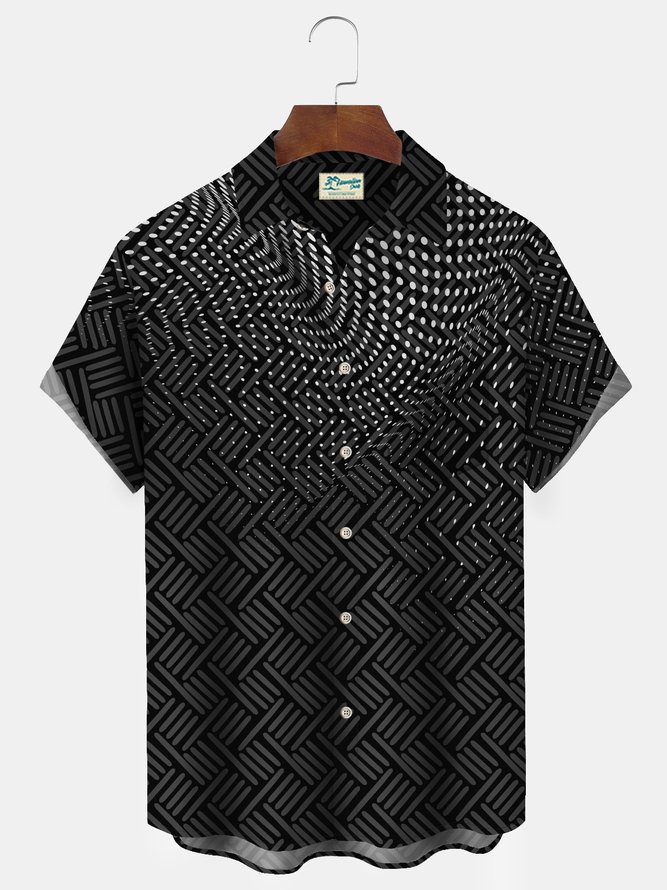 Royaura Polka Dot Print Men's Button Pocket Shirt
