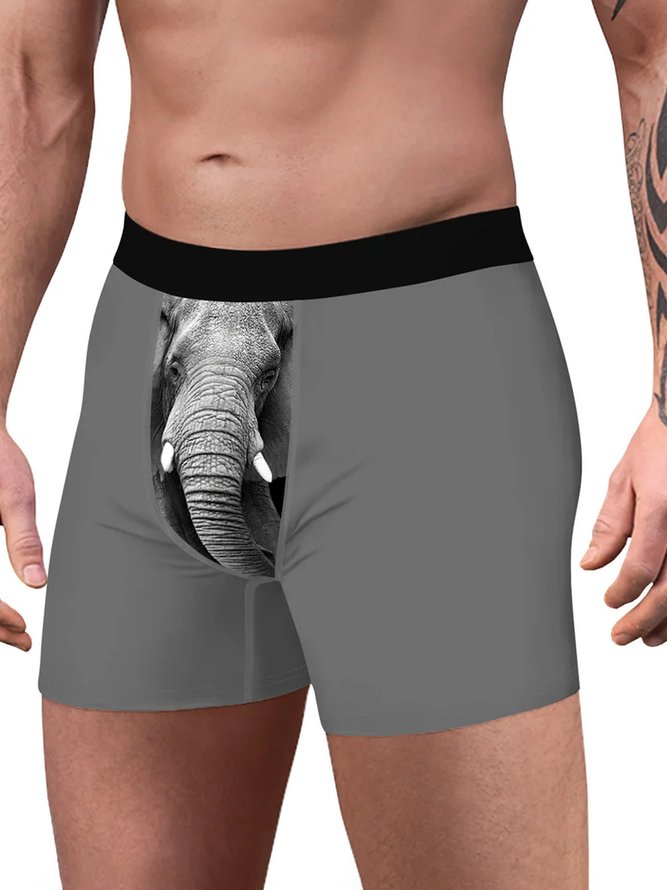 Royaura Vintage Elephant Print Men's Boxer Briefs Shorts Underwear