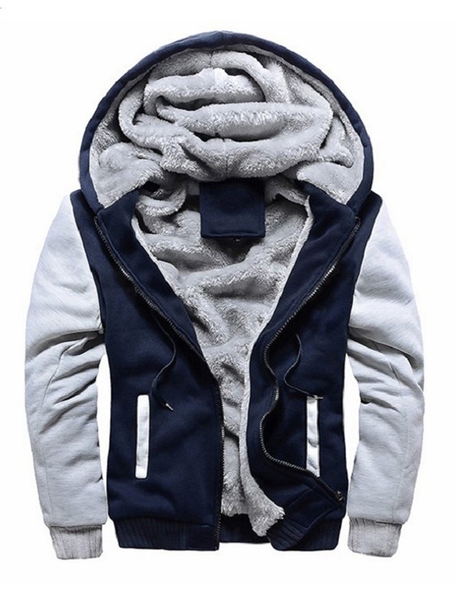 Royaura Men's Fleece Warm Zipper Hooded Sweatshirt