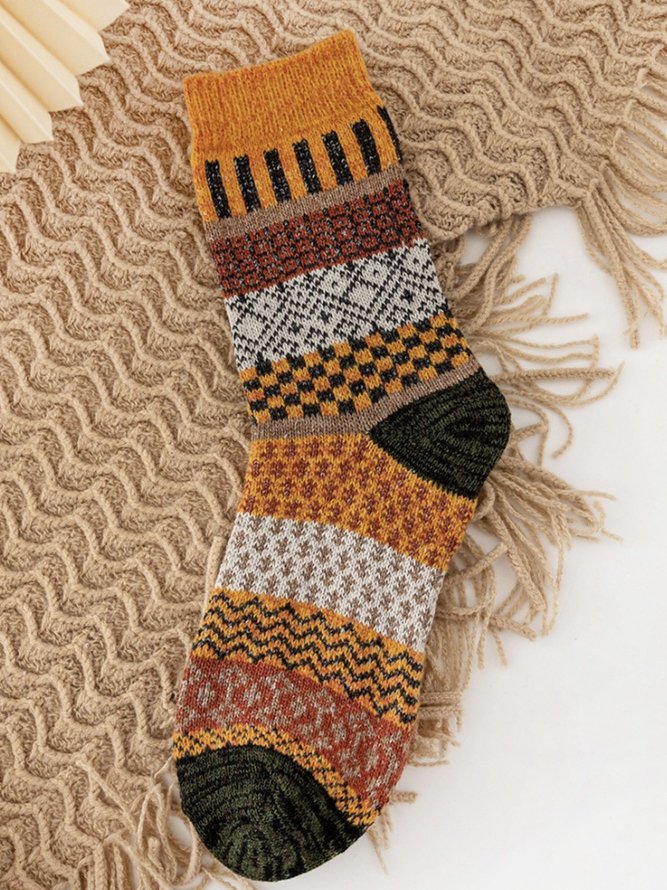 Royaura Vintage Geometric Aztec Men's Warm Socks