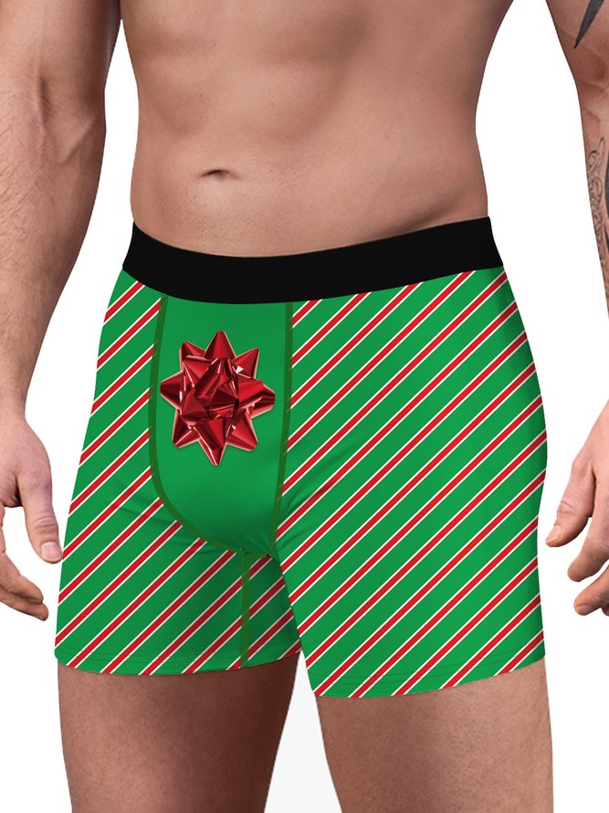 Royaura Christmas Print Men's Quick-Drying Breathable Underwear