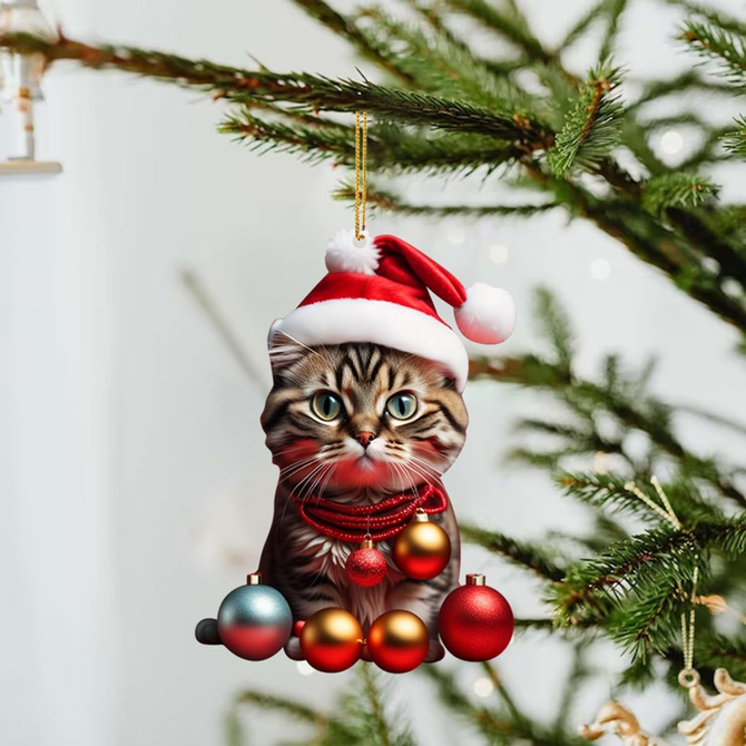 Royaura Christmas Cat Car Ornament Pendant