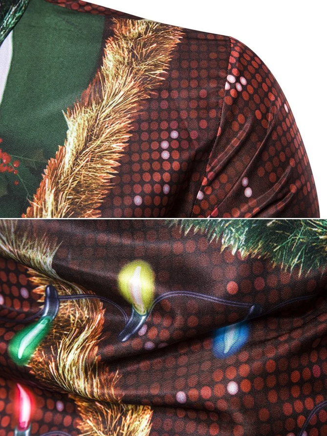 Royaura Lights Christmas Print Men's Button Pocket Long Sleeve Shirt