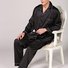 Men's Silk Lapel Pajamas Sets Long Sleeve  2Pcs Solid Color Suit
