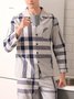 Gray Tartan Casual Cotton Sleepwear & Loungewear