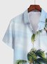 Men's Hawaiian Shirt Holiday Pattern Coconut Print Blue Cotton Blend Short Sleeve Shirt For Couples