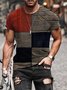 Men's stitching printed short-sleeved street style T-shirt