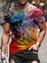 Color1 Casual Crew Neck Cotton Abstract Shirts & Tops