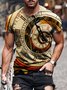 Men's crypto gear print T-shirt abstract clock tee casual crew neck tops
