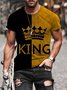Men's King T-shirt Crown Black Yellow Stitching Plus Size Tee