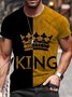 Men's King T-shirt Crown Black Yellow Stitching Plus Size Tee