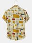 Mens Geo & Line Print Chest Pocket Holiday Short Sleeve Shirts
