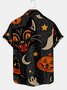 Halloween Mens Shirt Pumpkin Animal Funny Cat Collar Tops