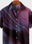 Mens Rock Waves Print Turndown Collar Chest Pocket Short Sleeve Casual Shirts