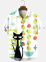 Men's Hawaiian Retro Abstract Cat Print Casual Short Sleeve Shirt