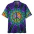 Mens Peace&Love Print Casual Breathable Short Sleeve Hawaiian Shirts