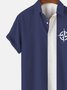 Men's Color-block Anchor Printd Vintage Casual Shirts & Tops