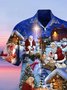 Mens Christmas Snowman Printed Casual Breathable Short Sleeve Shirts